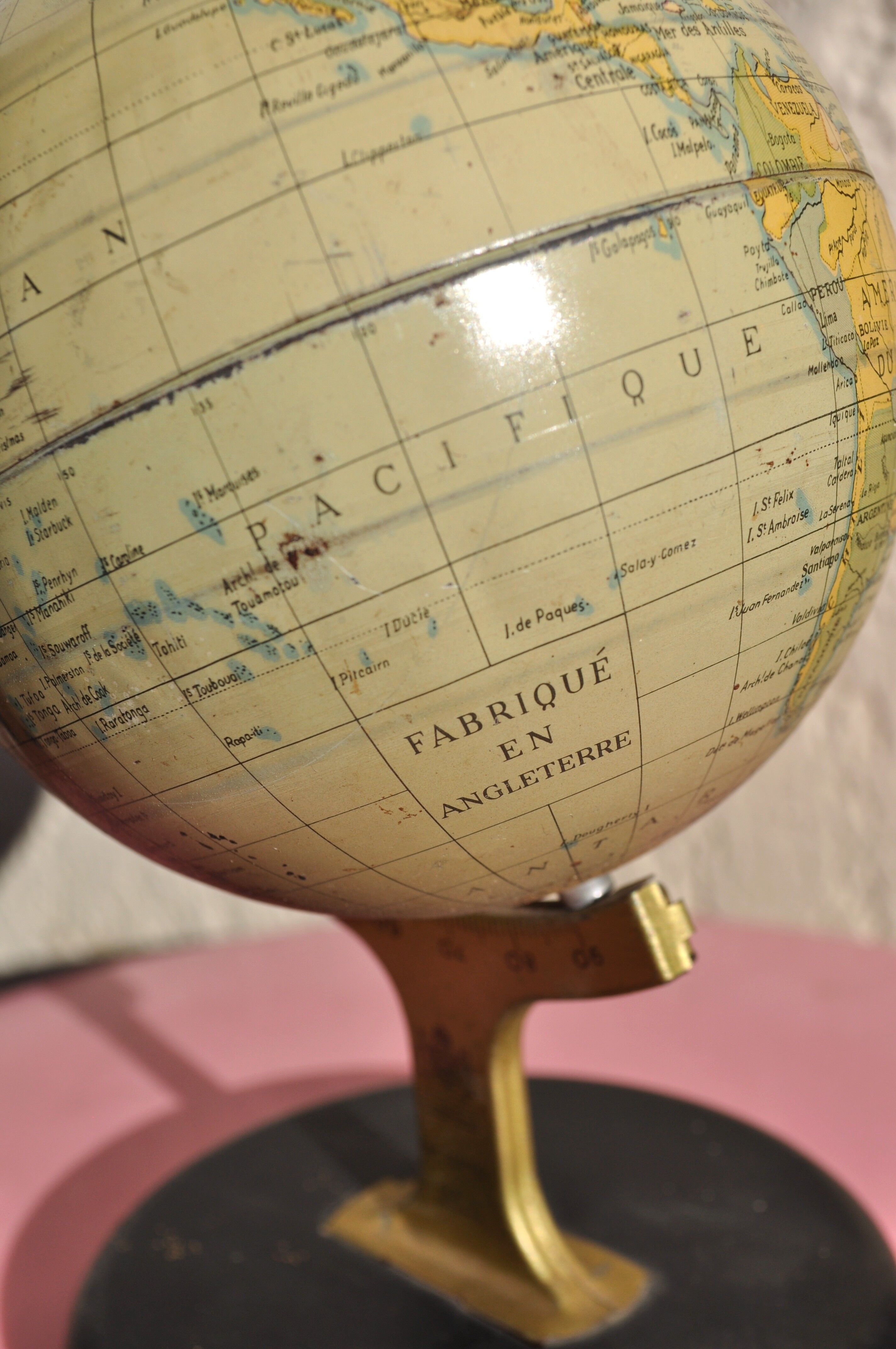 Small vintage metal globe