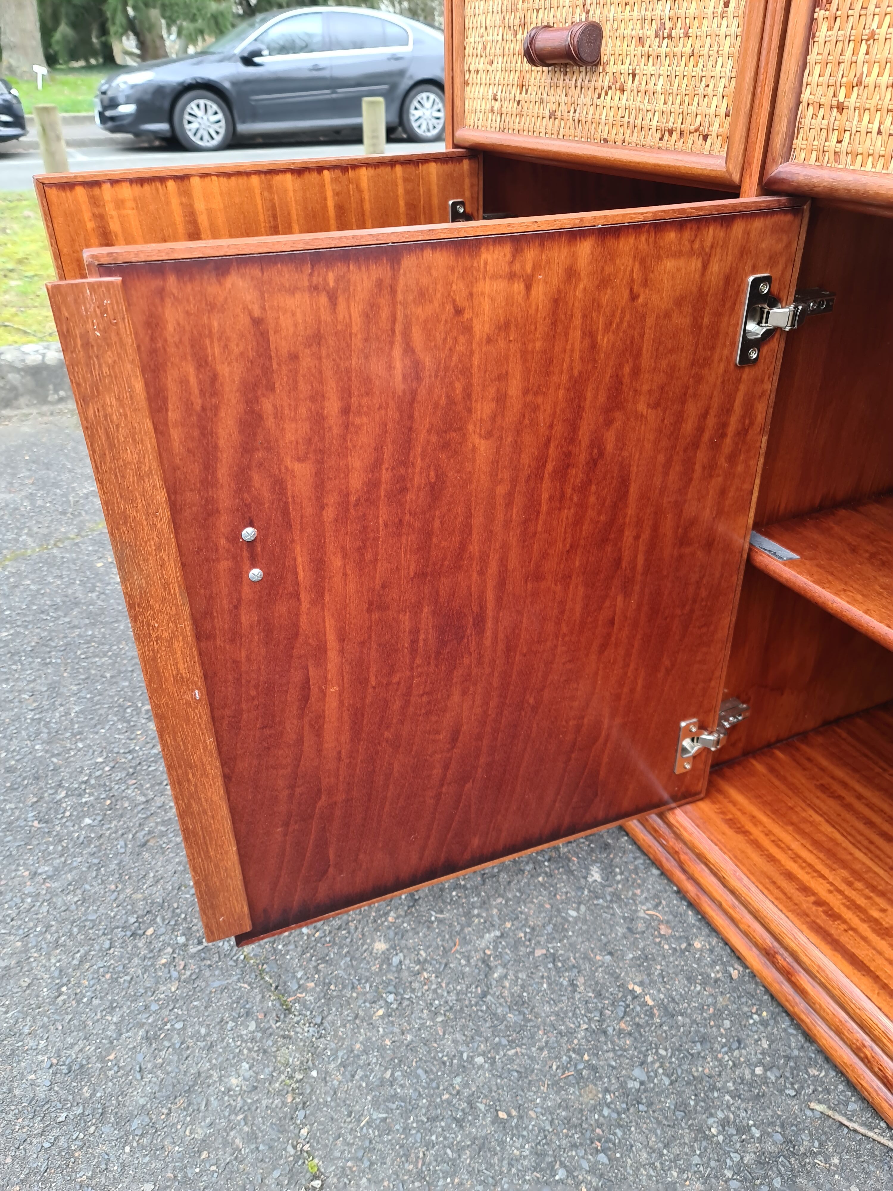 Vintage Rattan & Bamboo Enfilade Buffet