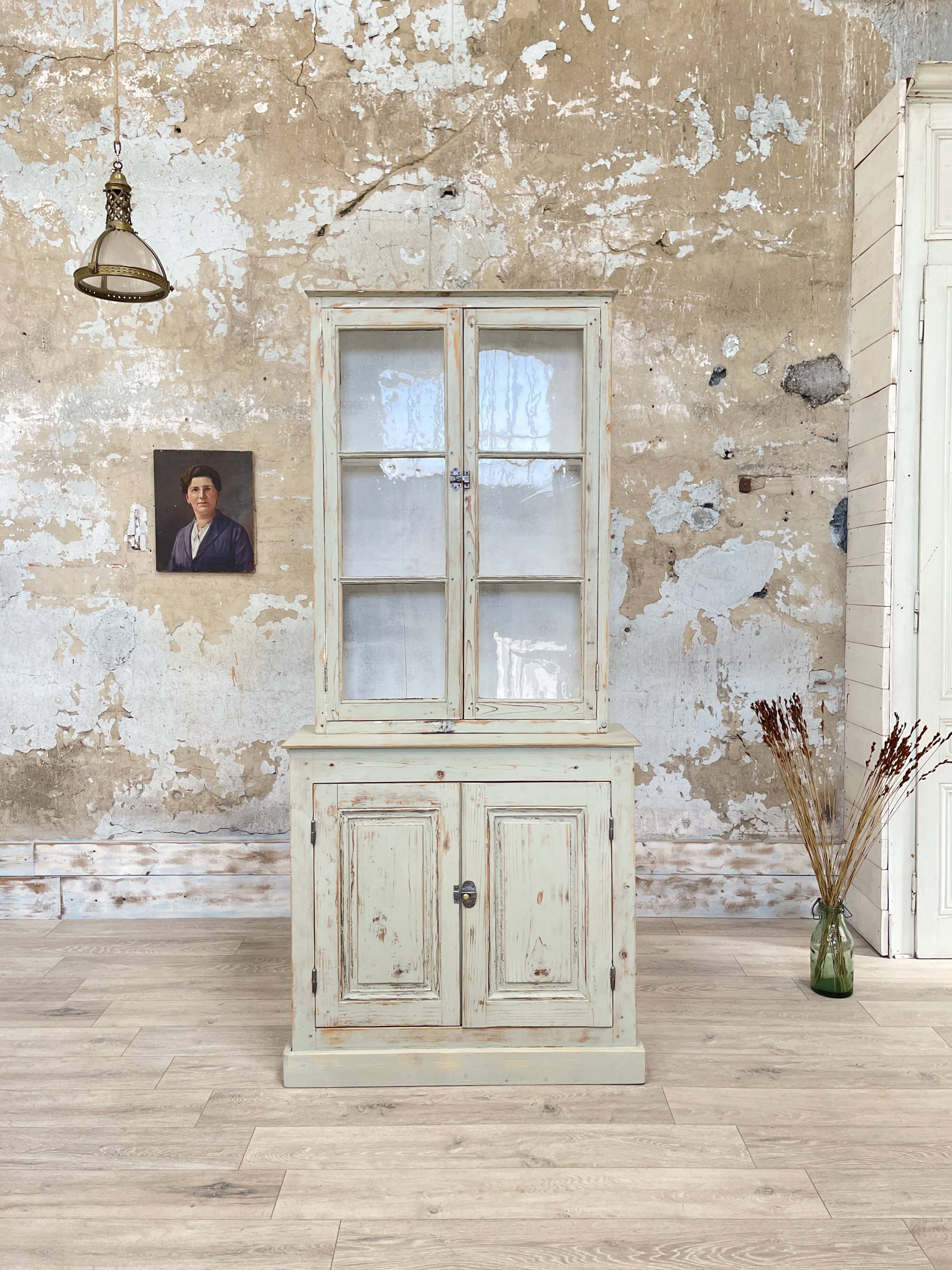 Furniture two body showcase, around 1900.