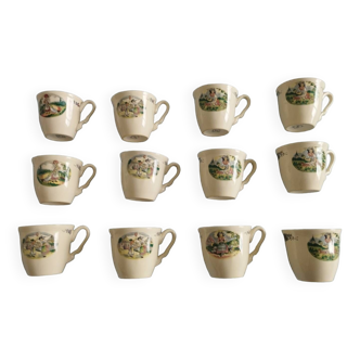 Lot de 12 tasses à café Sarreguemines Obernai