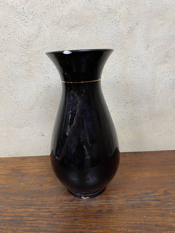 Vase asiatique japonais XX céramique noir
