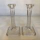 Pair of geometric art deco candlesticks