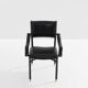 Jacques Adnet black leather brass office chair 1950