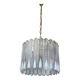 Murano Mazzega chandelier, iridescent white frosted glass, Italy 1960