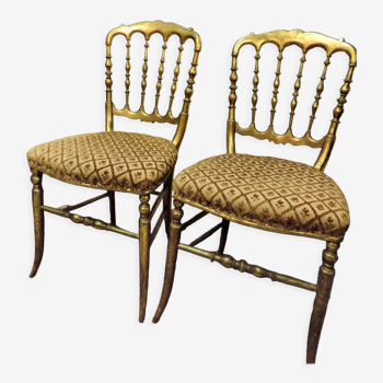 Pair of gilded wood chairs NIII