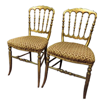 Pair of gilded wood chairs NIII