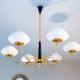 Pendant light in brass and opaline 50s