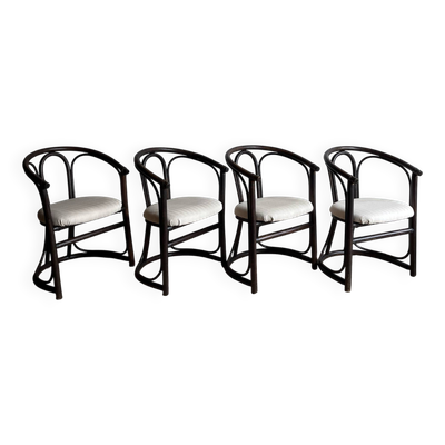 4 Chaise Bambou rotin  modele ‘barrel’ 70’s