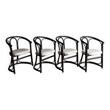 4 Chaise Bambou rotin  modele ‘barrel’ 70’s
