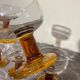 Amber stemmed glass