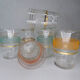 6 old granite glasses of vintage color 50s