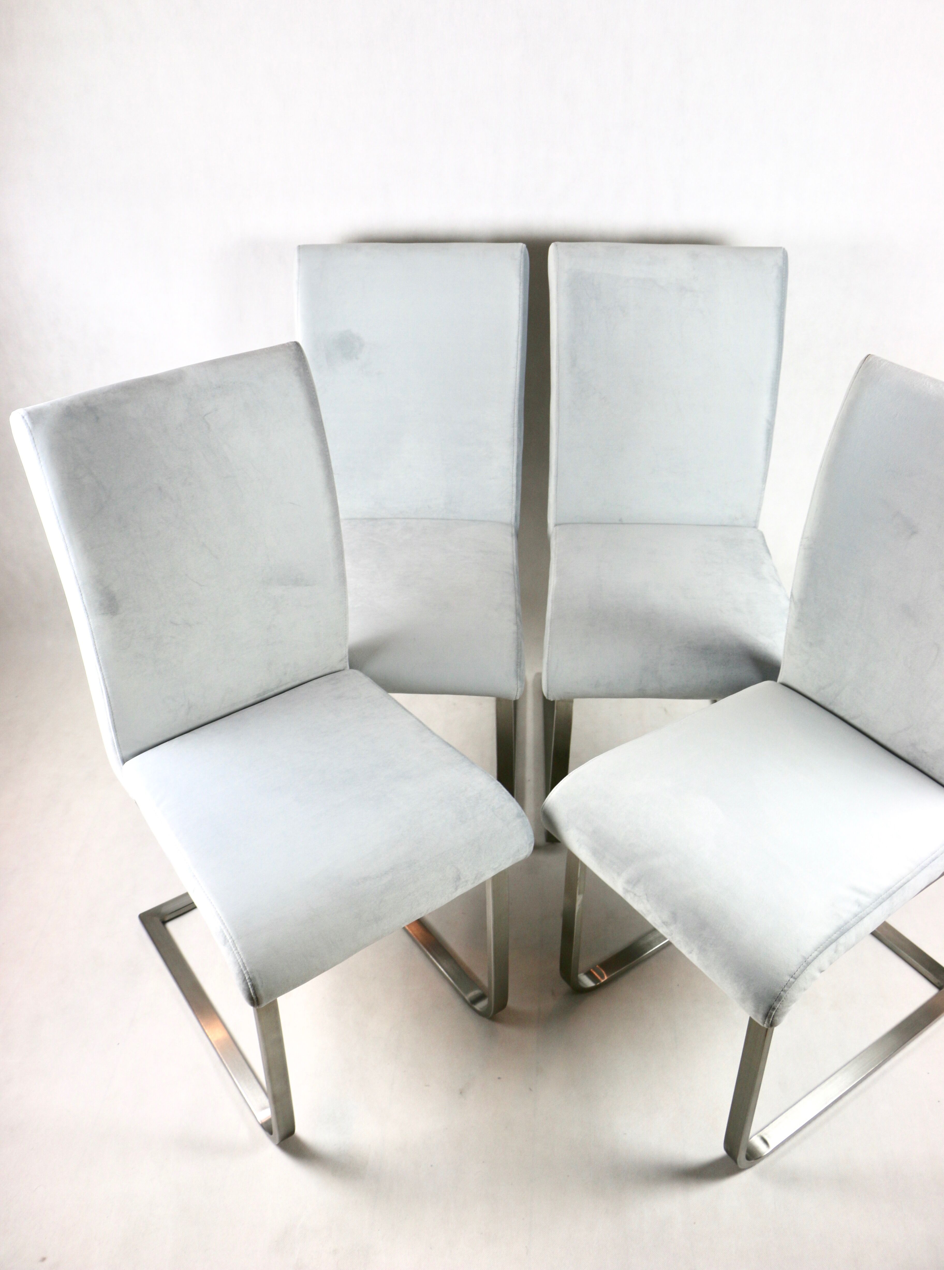 Grey Chairs on aluminium legs fully restored, Set of 4