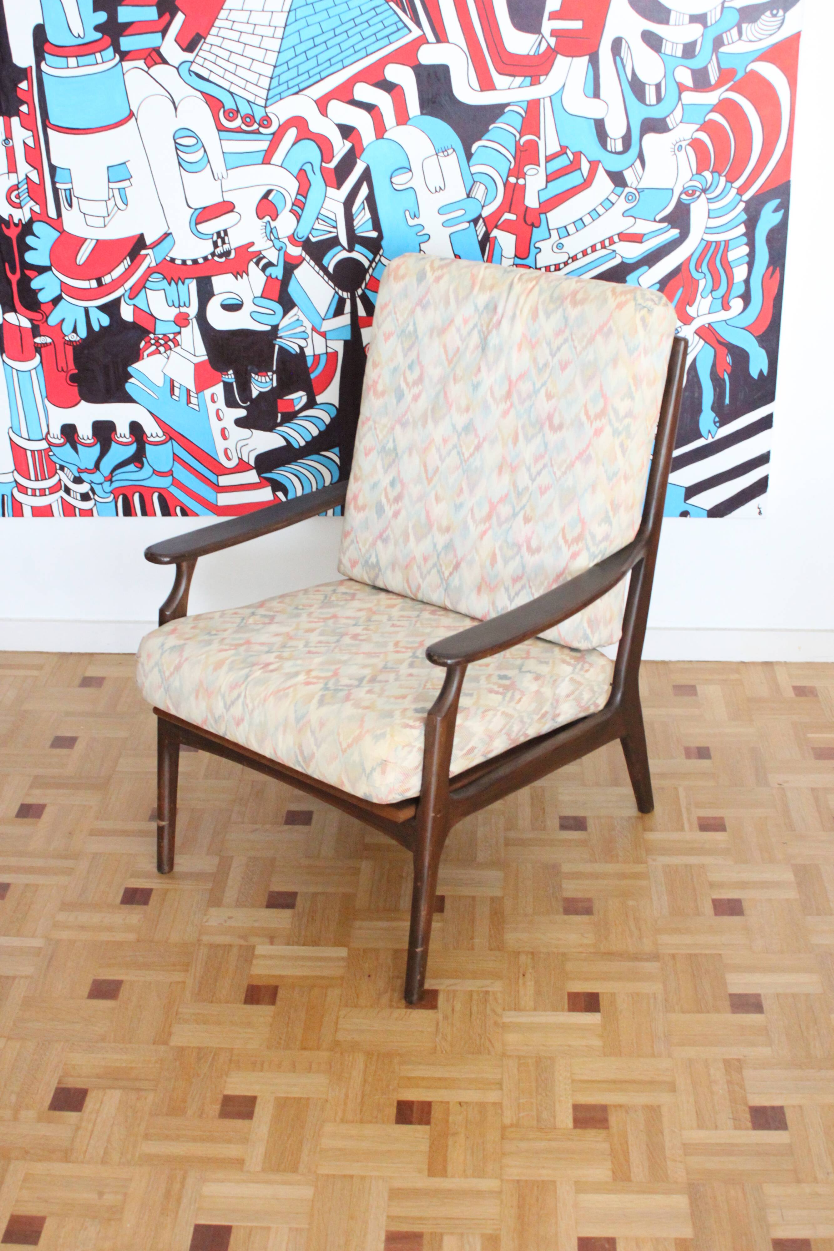 Fauteuil relax vintage en bois de style scandinave, 1950