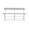 Old folding garden bench metal and water green wood