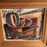 Modernist wood and ceramics sideboard of the 1950s