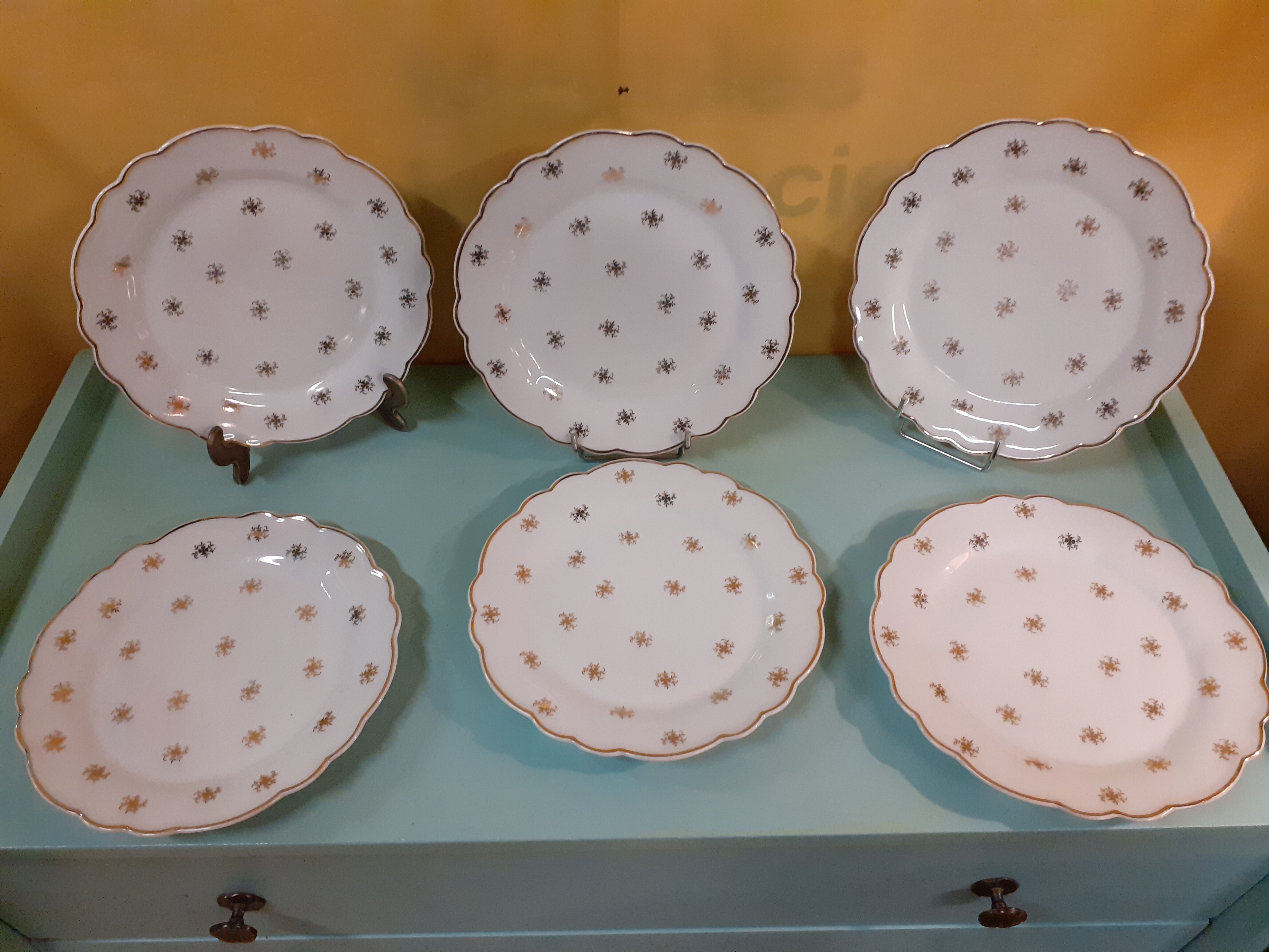 Limoges Salmon porcelain plates - 6 plates