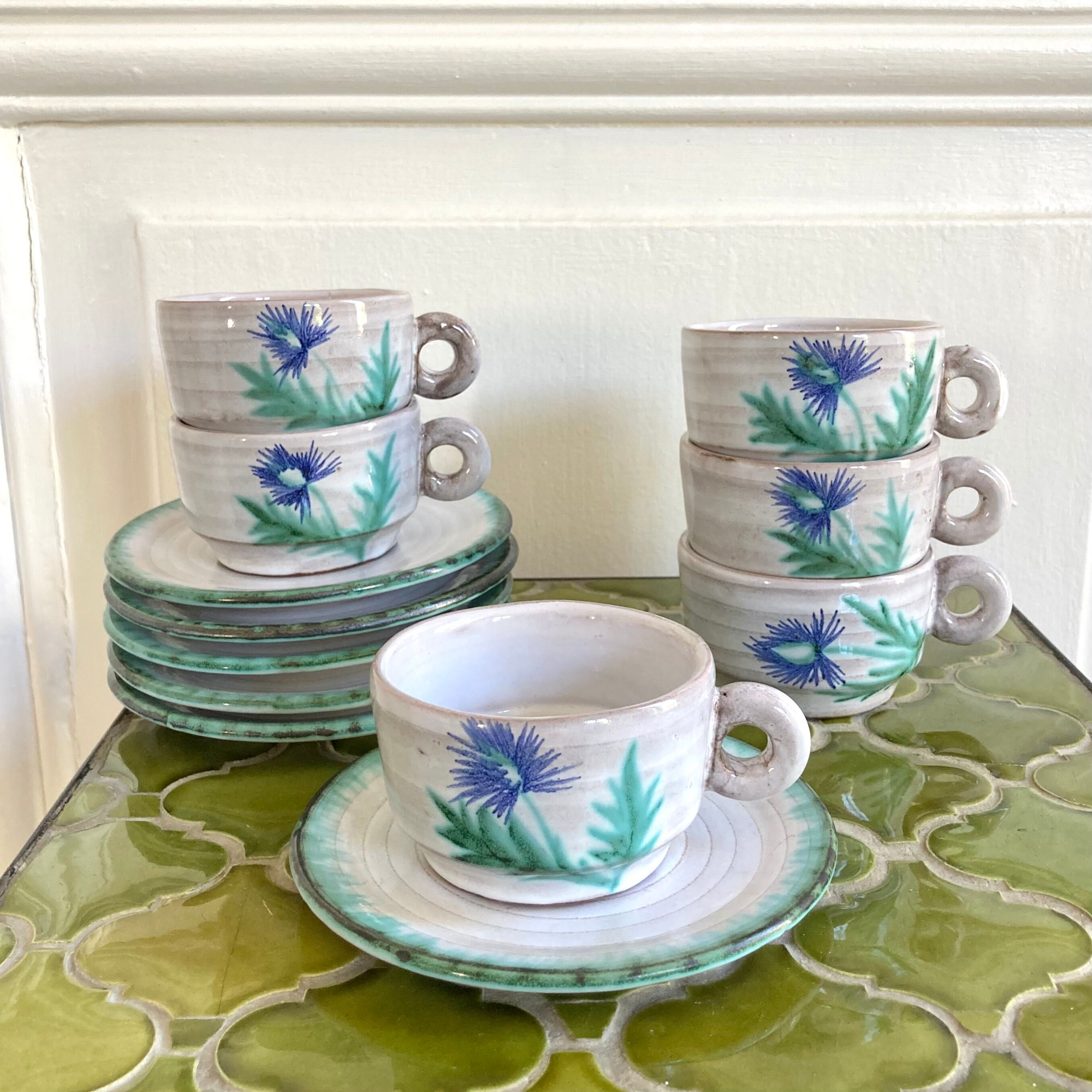 Ceramic mugs 70 hand-painted thistles