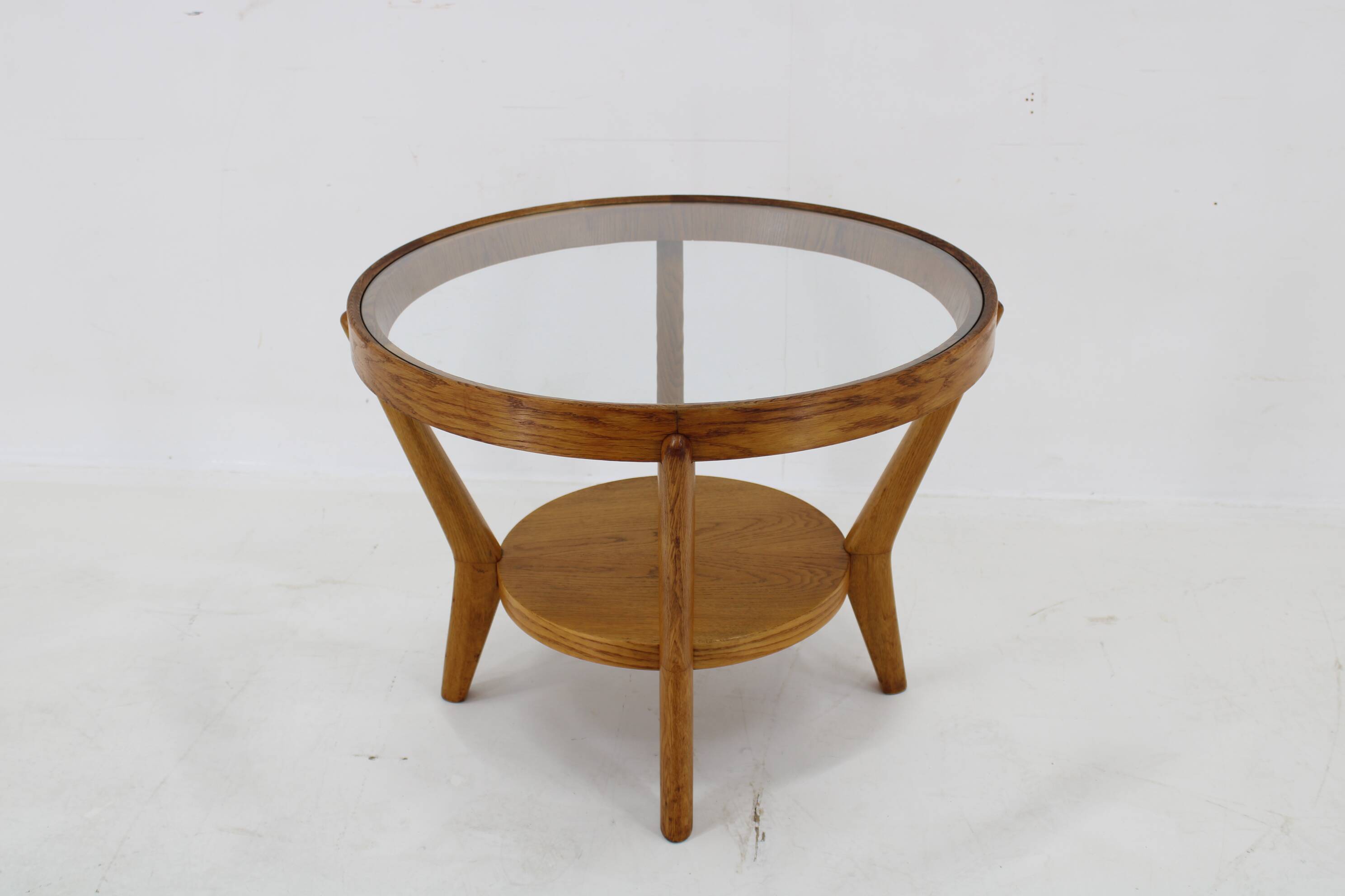 1960s Karel Kozelka & Antonin Kropacek Oak & Glass Coffee Table for Interier Prah