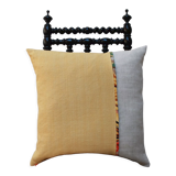 Yellow upcycled cushion "daffodil" - 50x50 cm -linen & hemp & canvas