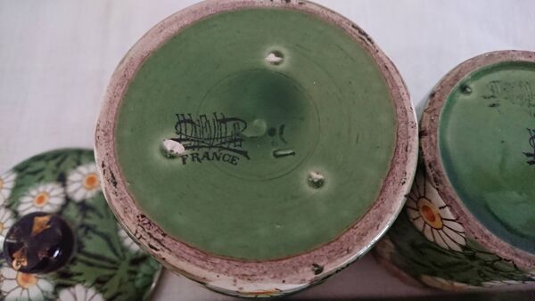 Service de fumeur 6 pièces de la faïencerie émaillée de France KG Luneville