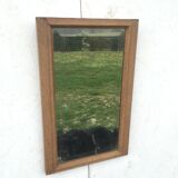 Bevelled mirror oak frame 55x35cm