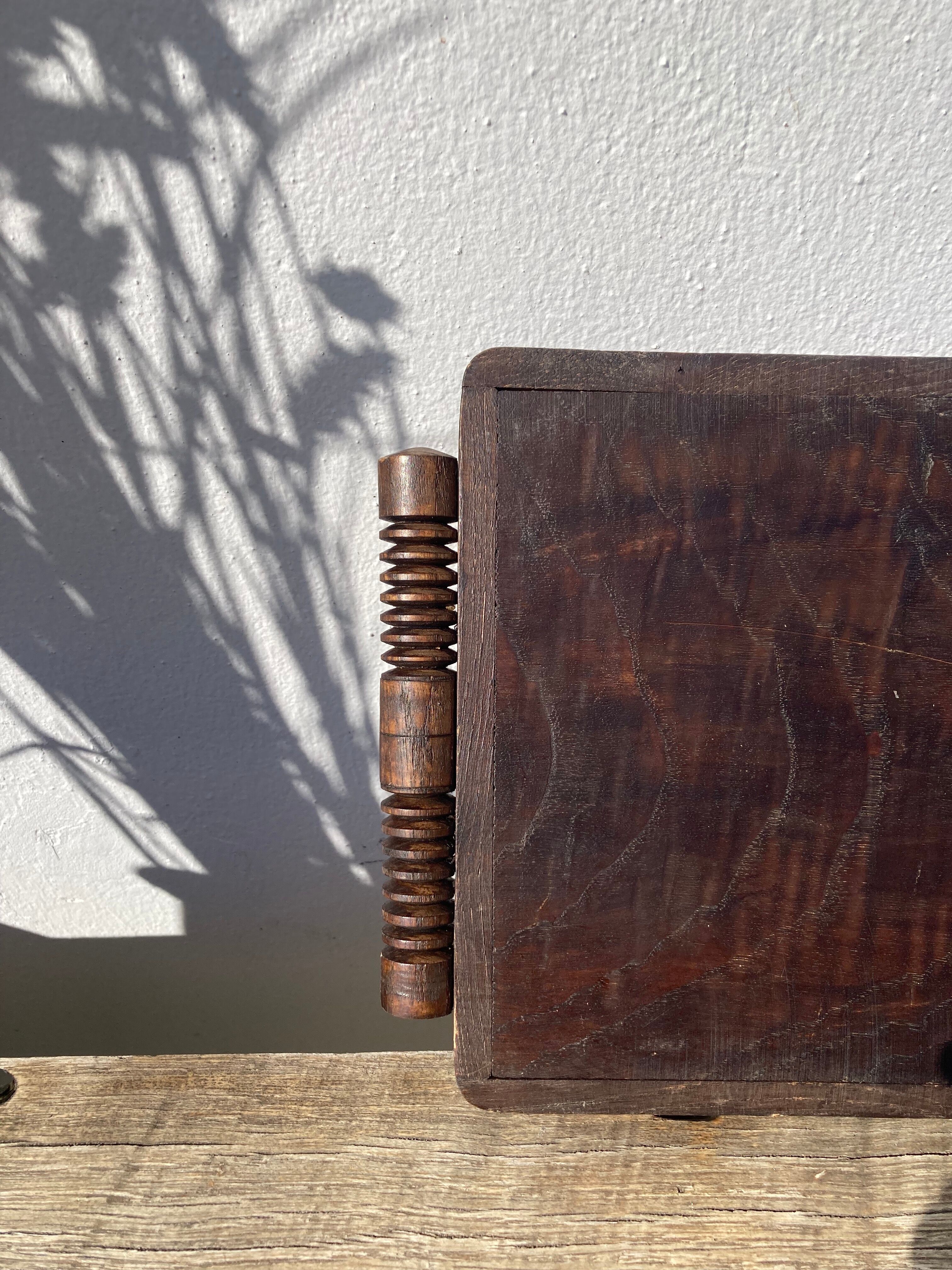 Rectangular art deco turned wood tray