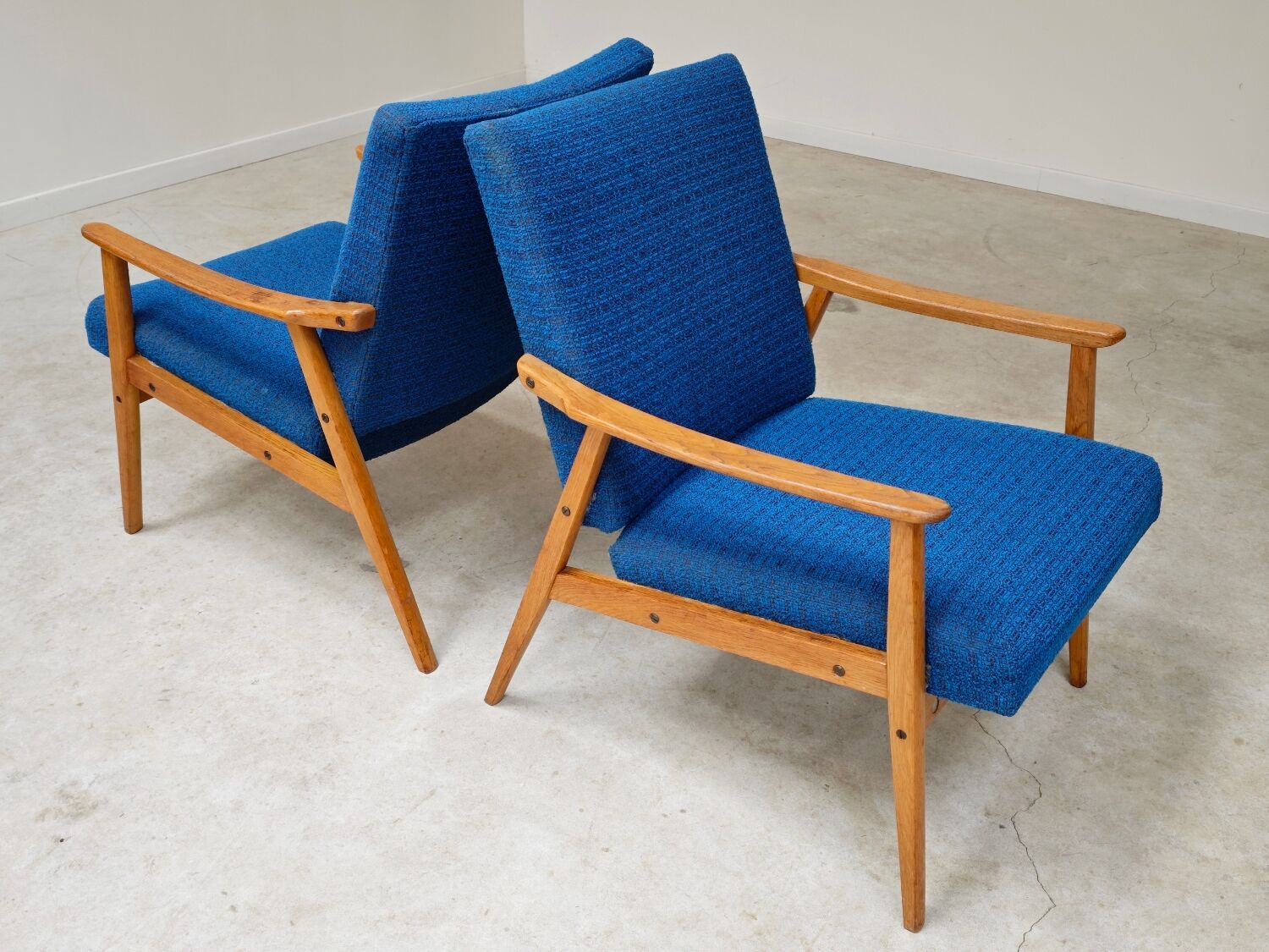 Pair of blue armchairs by Jiri Jiroutek for Interier Praha, 1960