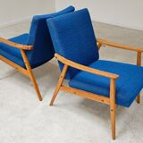 Pair of blue armchairs by Jiri Jiroutek for Interier Praha, 1960