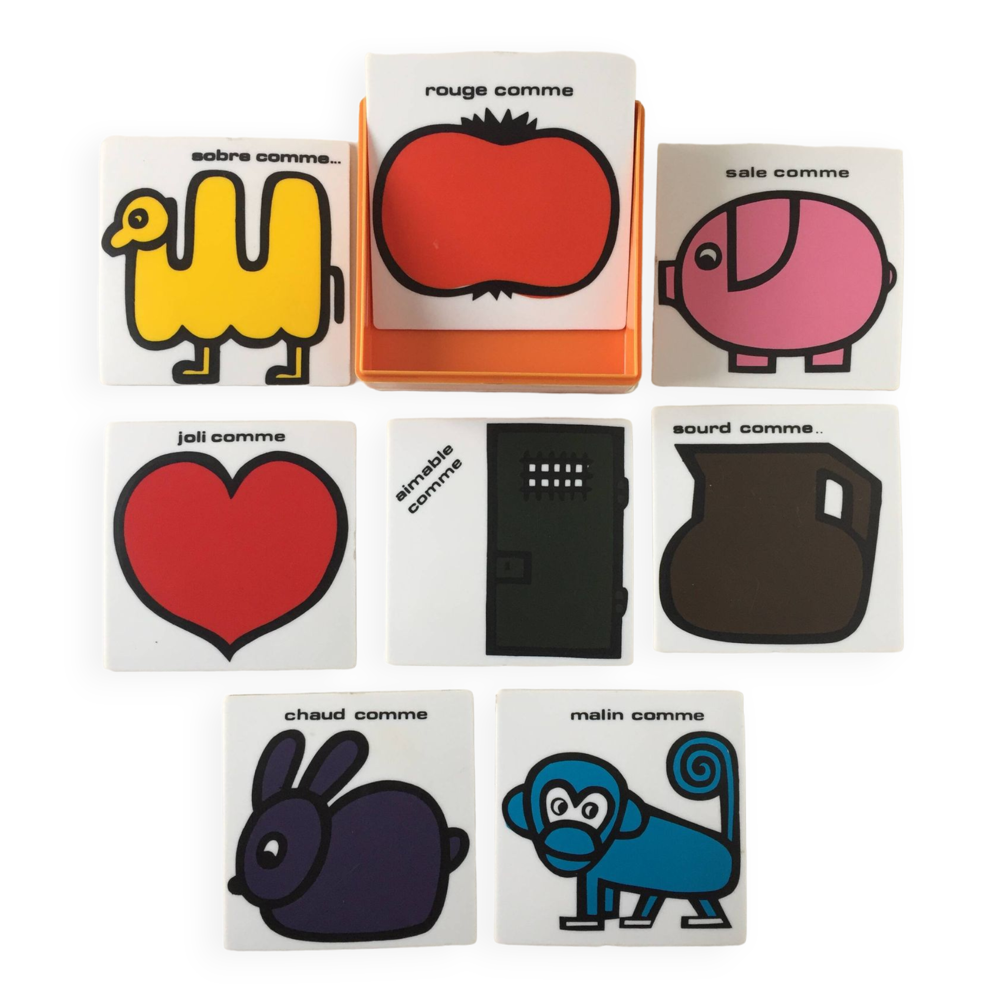 Set of 8 humorous vintage coasters