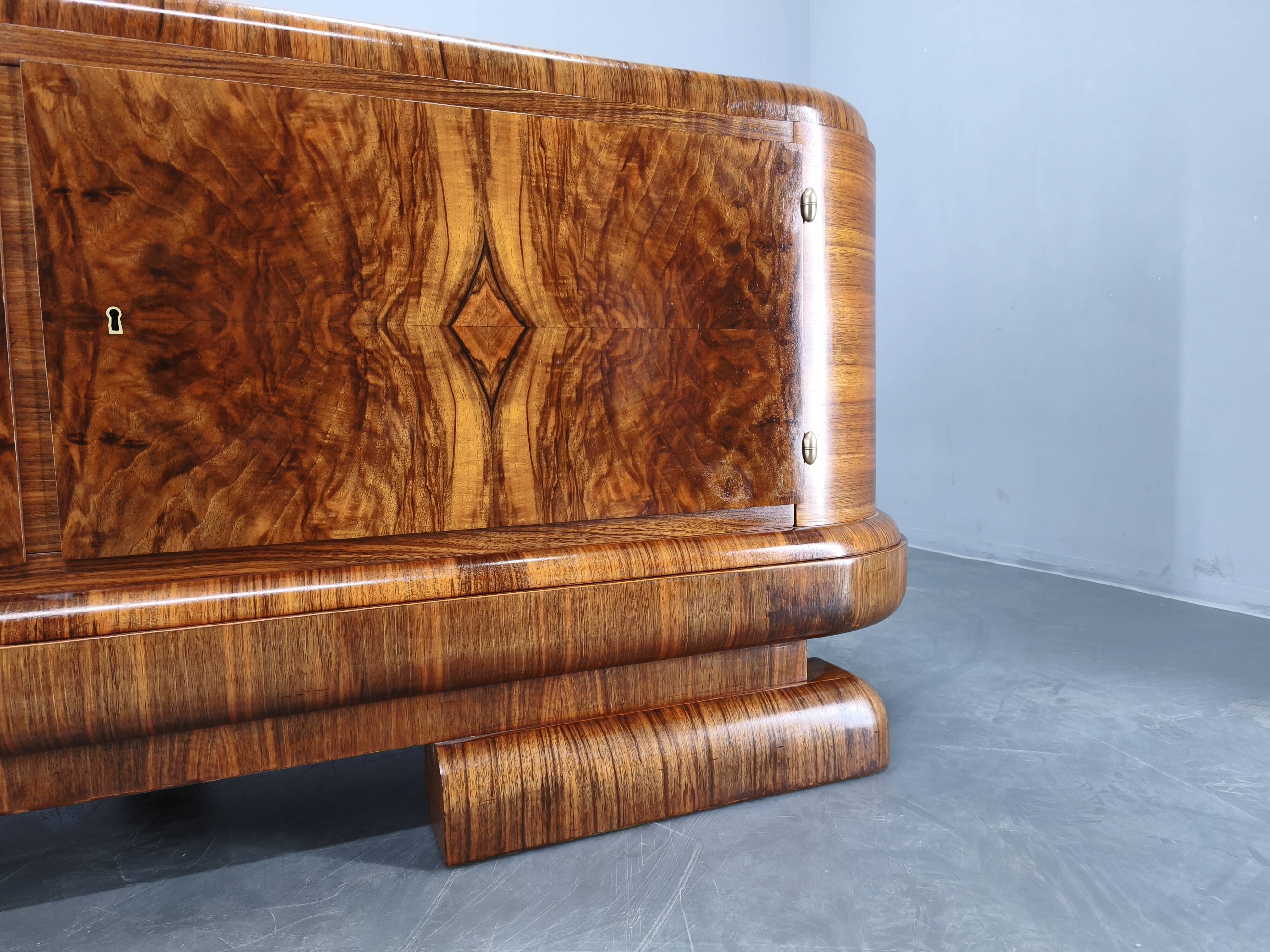 Art Deco Walnut Sideboard, Czechoslovakia, 1930s