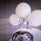 Vintage chandelier 5 opaline glass balls + 2 Space Age Mid-Century wall lights