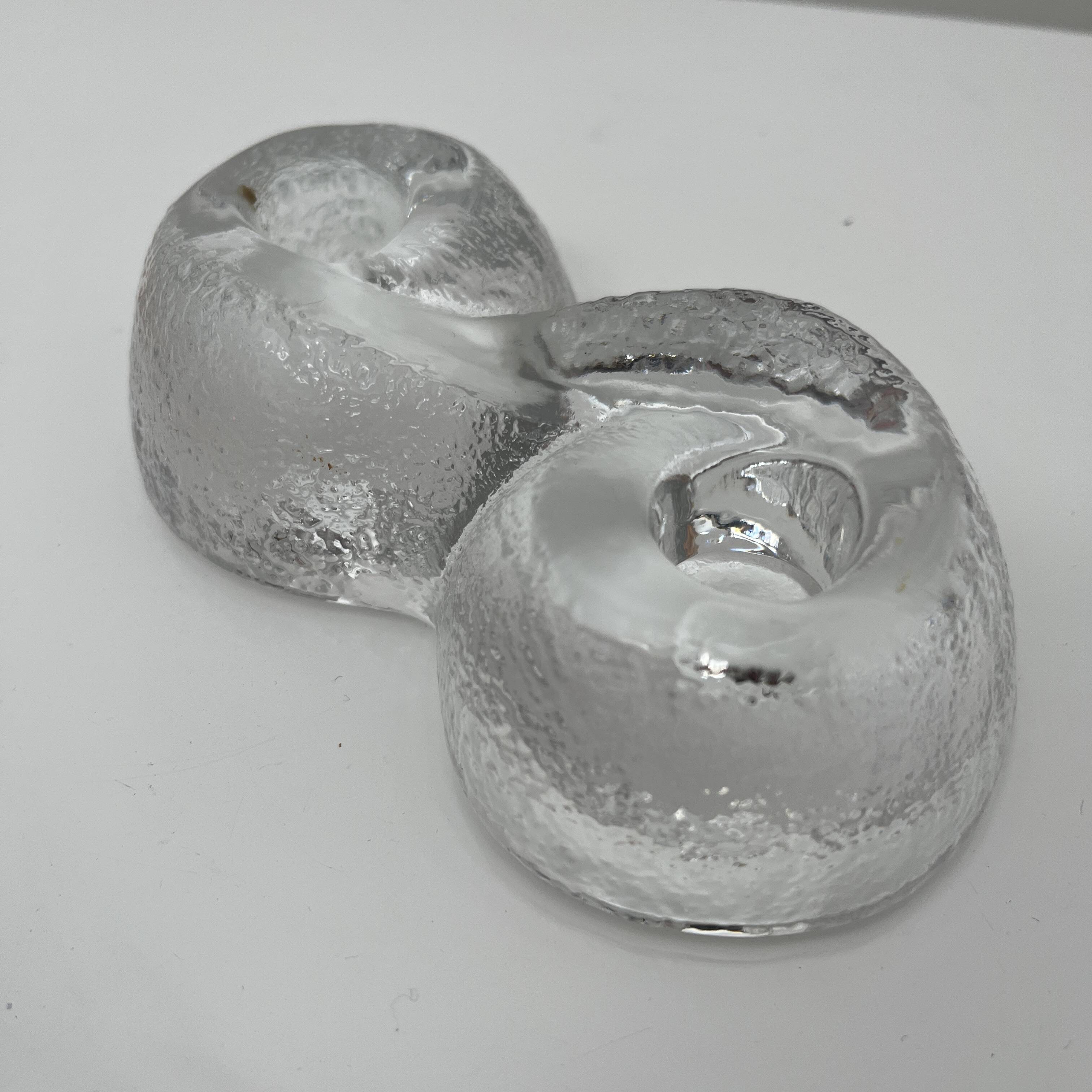 Orrefors Sweden glass candle holder vintage Suede design Lars Hellsten