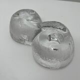 Orrefors Sweden glass candle holder vintage Suede design Lars Hellsten