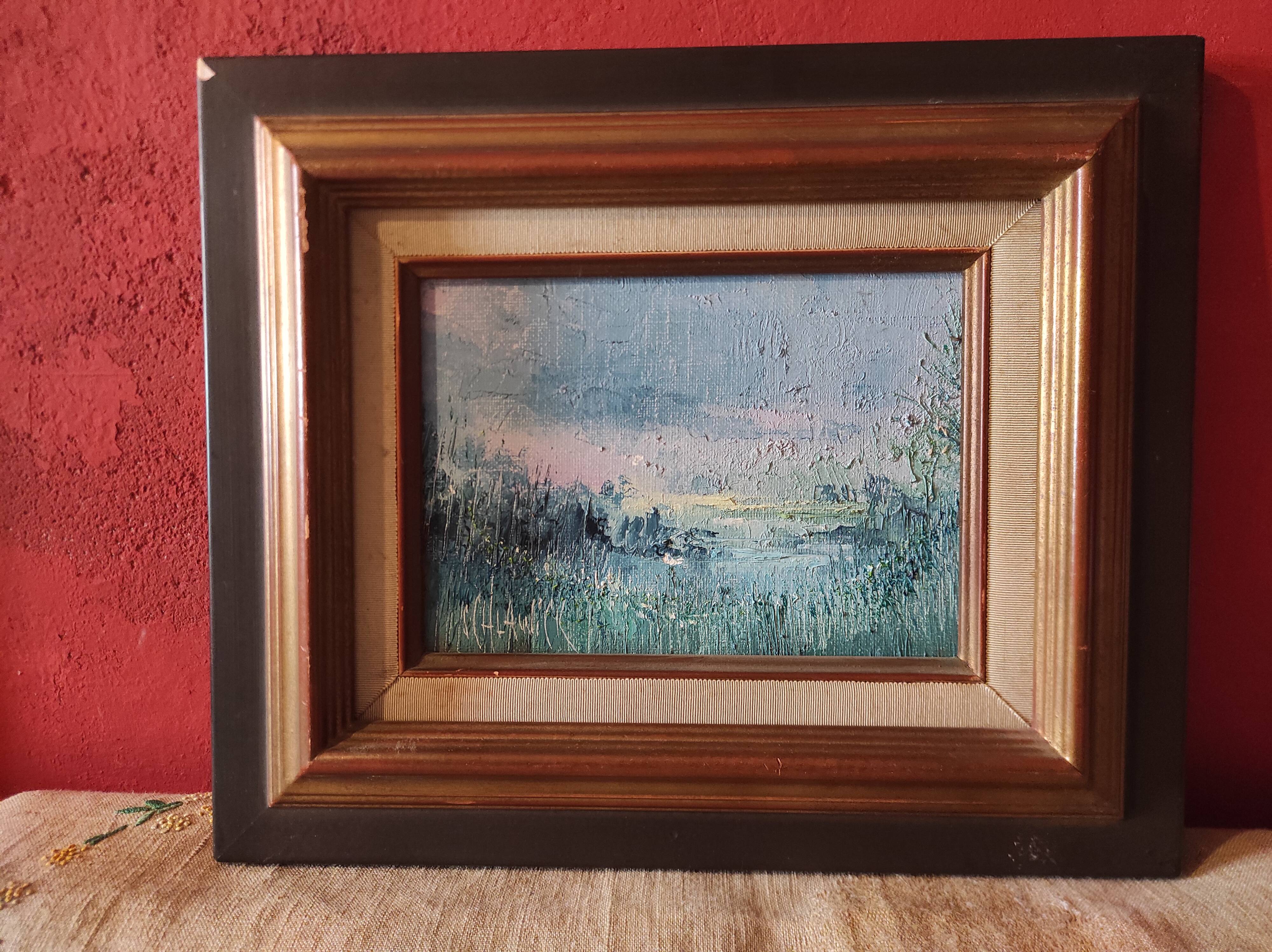 Vintage oil painting, "Les Matinés", signed Alain Schlawick