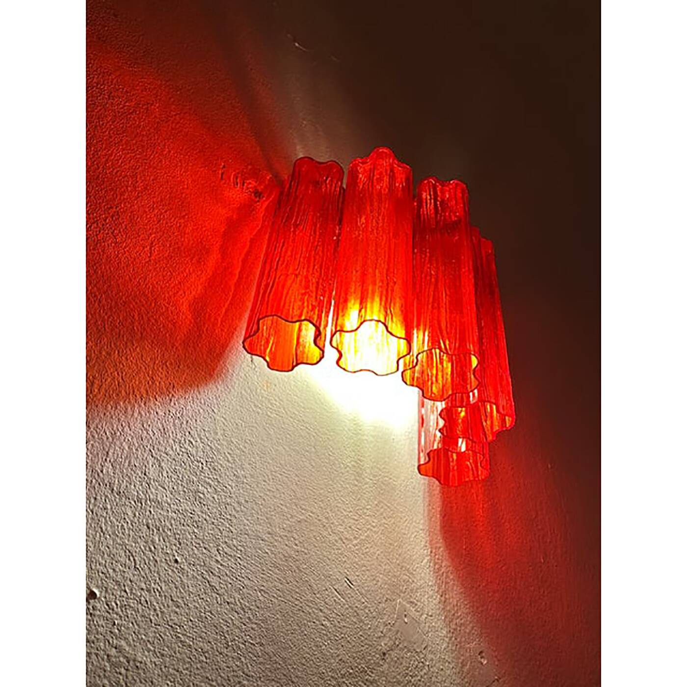Set of Two Contemporary Red "Tronchi" Glass Wall Sconces in Ve