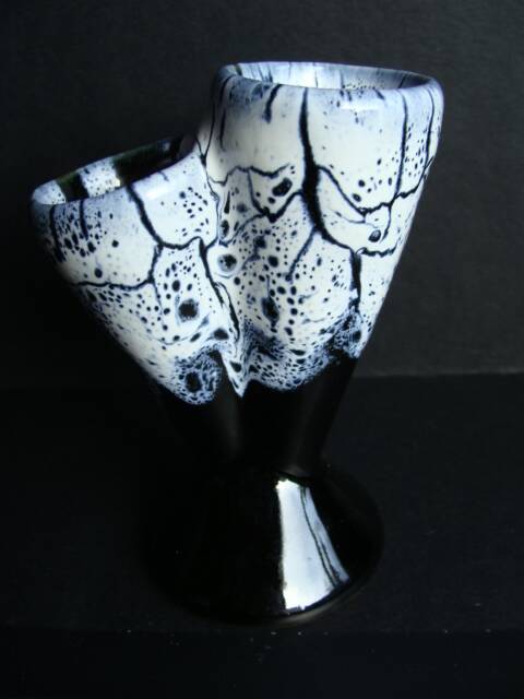 Vase double en céramique émaillée vintage