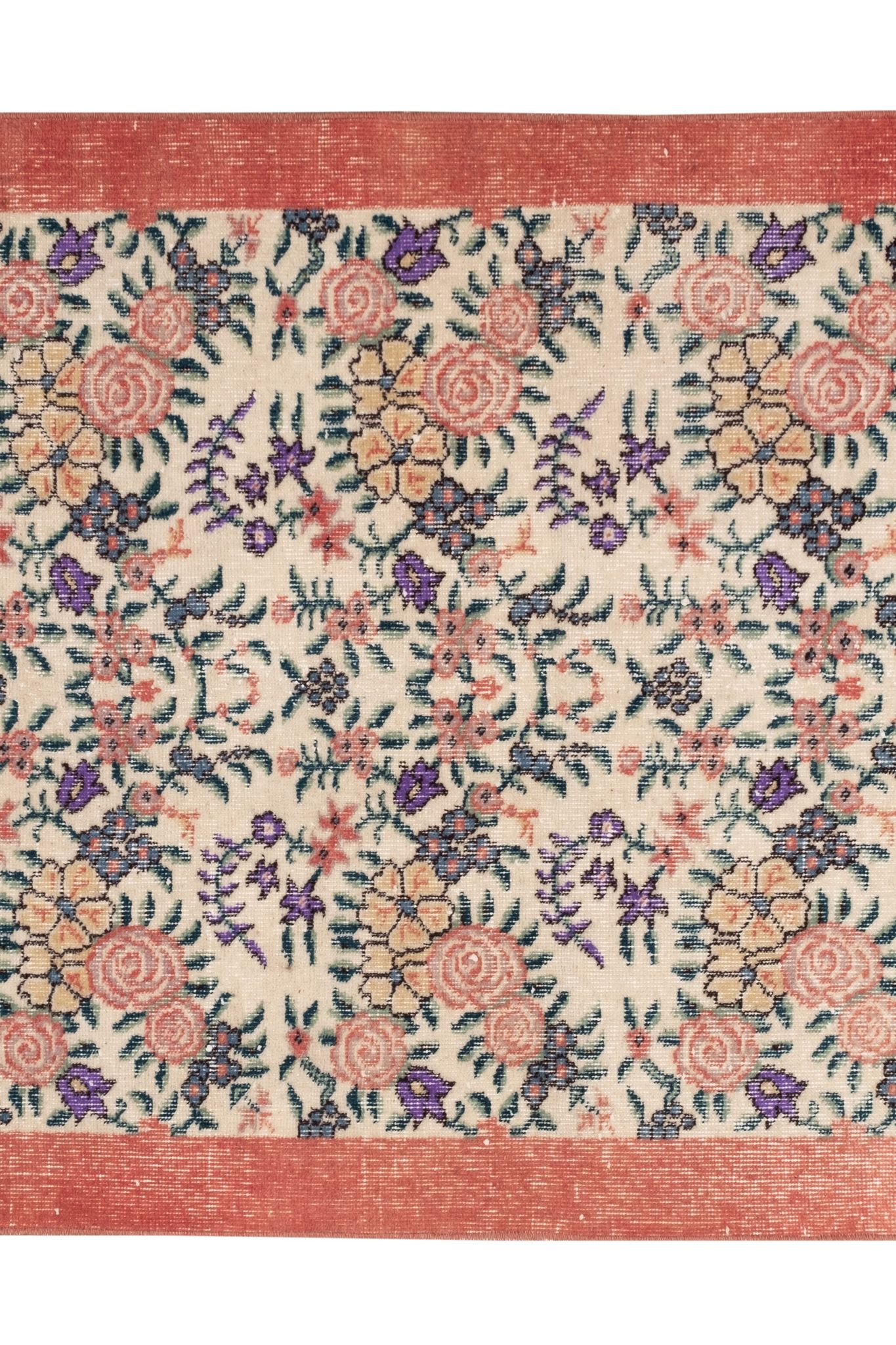 Vintage Turkish Sparta Floral Rug, 1970s