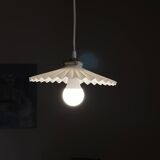 Vintage pleated white opaline glass lampshade.
