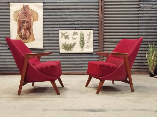 Paire de fauteuils Drevopodnik Pisek 1960