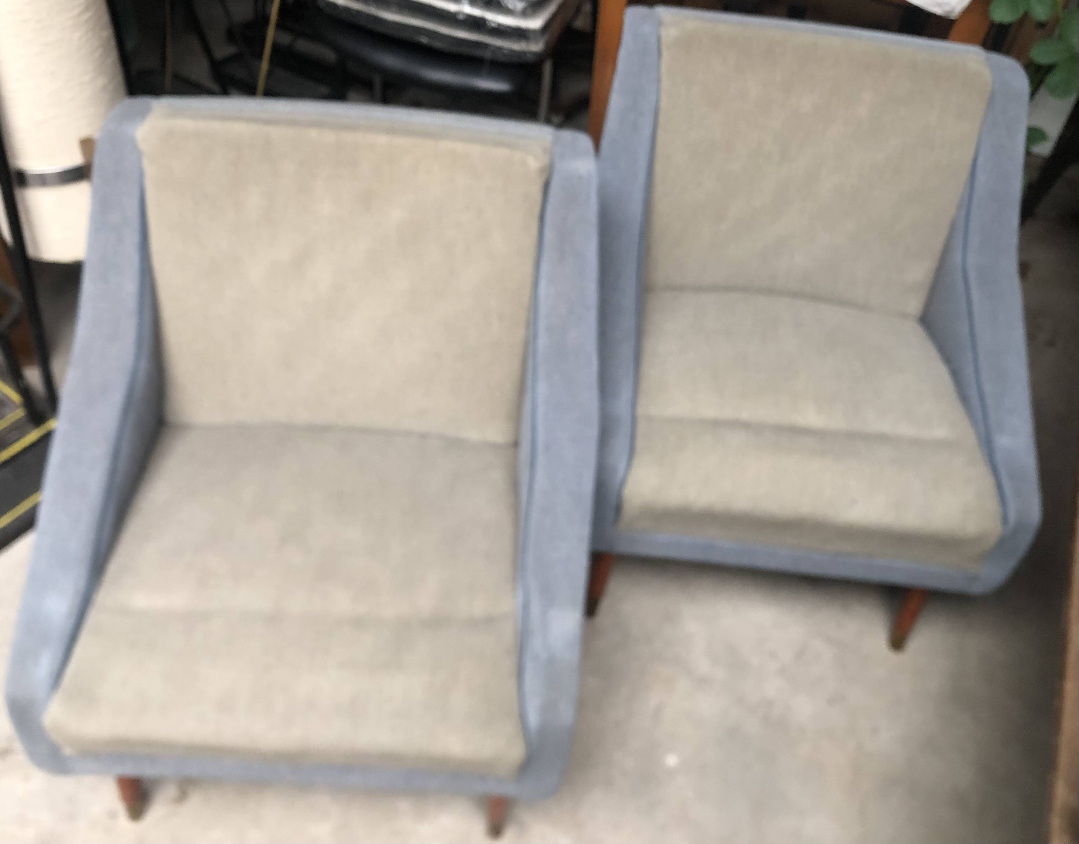 Vintage two-tone armchairs from the 60s in wool