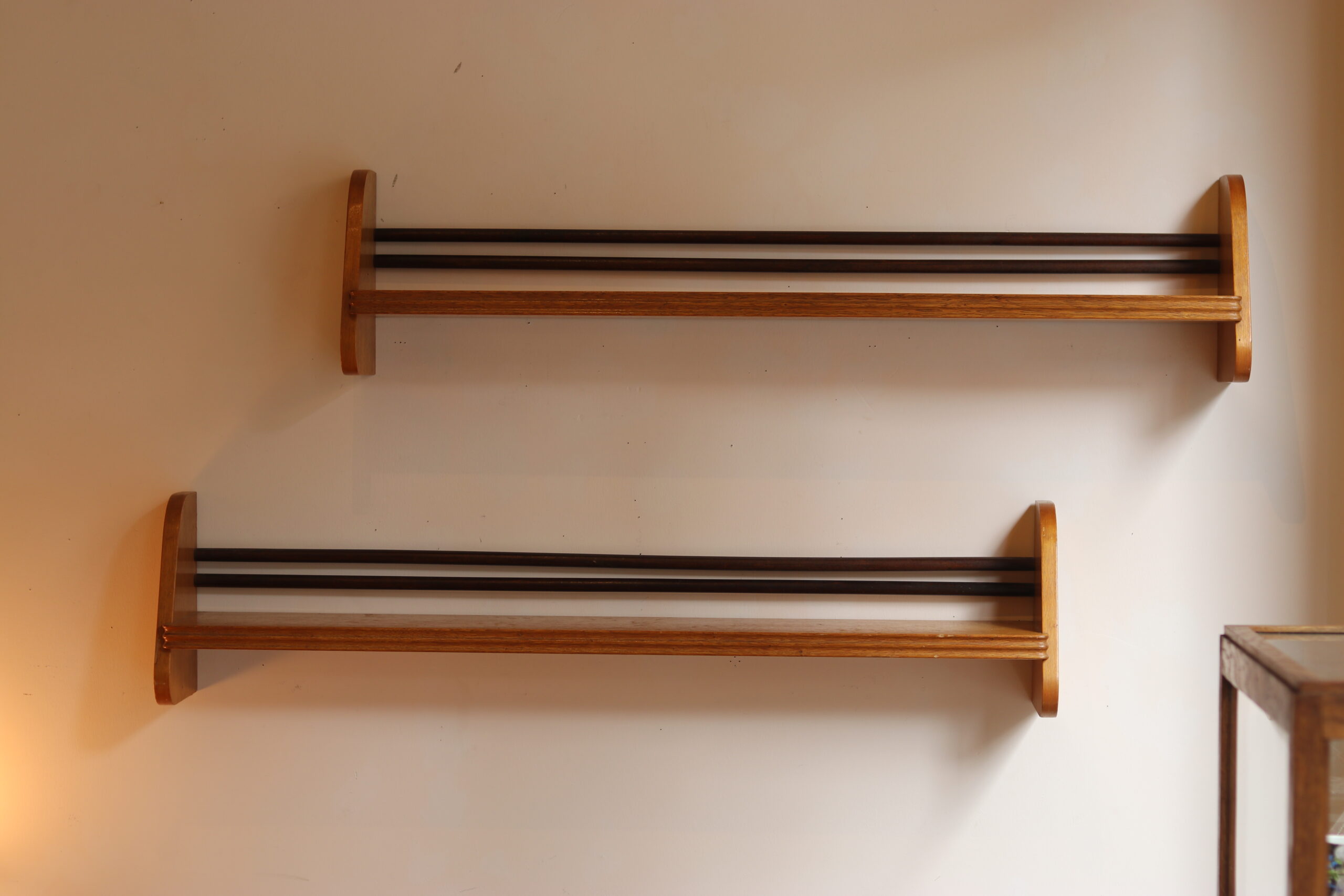 Pair of 1950s wooden wall shelves