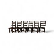 6 x Brutalist oak dining chairs / Belgium 1970s