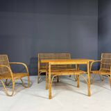Ensemble de sièges en rotin Art déco, Europe centrale, années 1930-1940