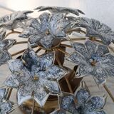 Large Murano Vintage Ceiling Light Black Flowers, 1970s