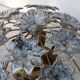 Large Murano Vintage Ceiling Light Black Flowers, 1970s