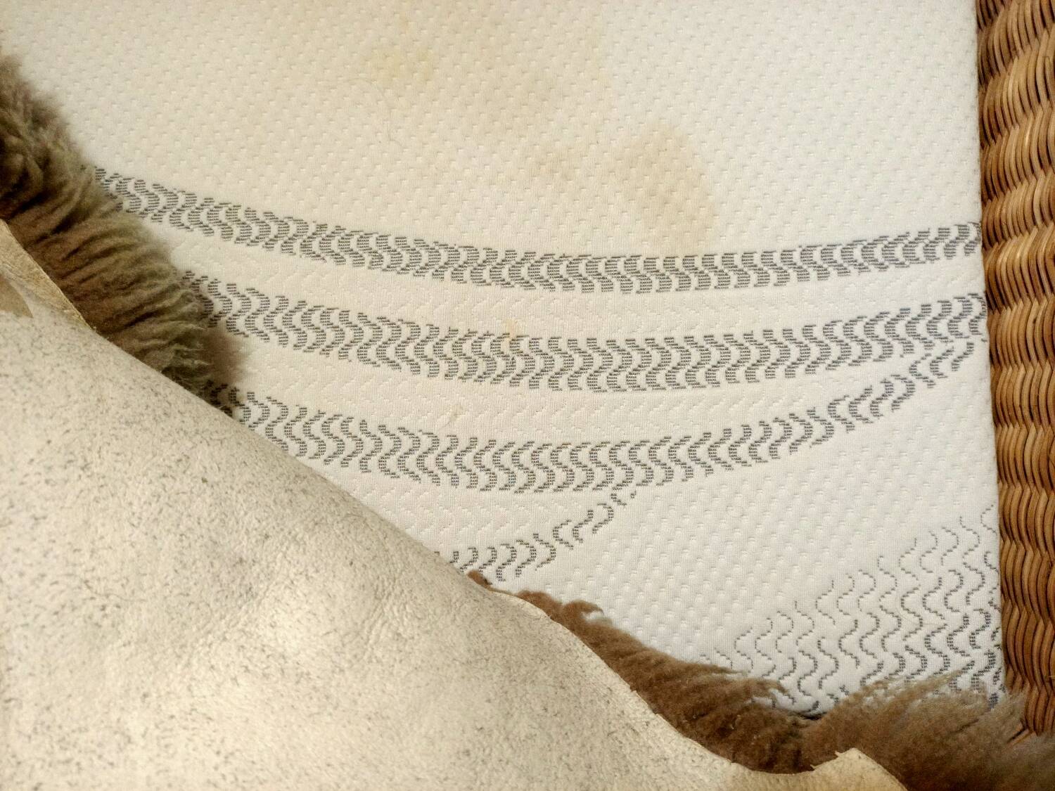 Rattan and wrought iron cradle