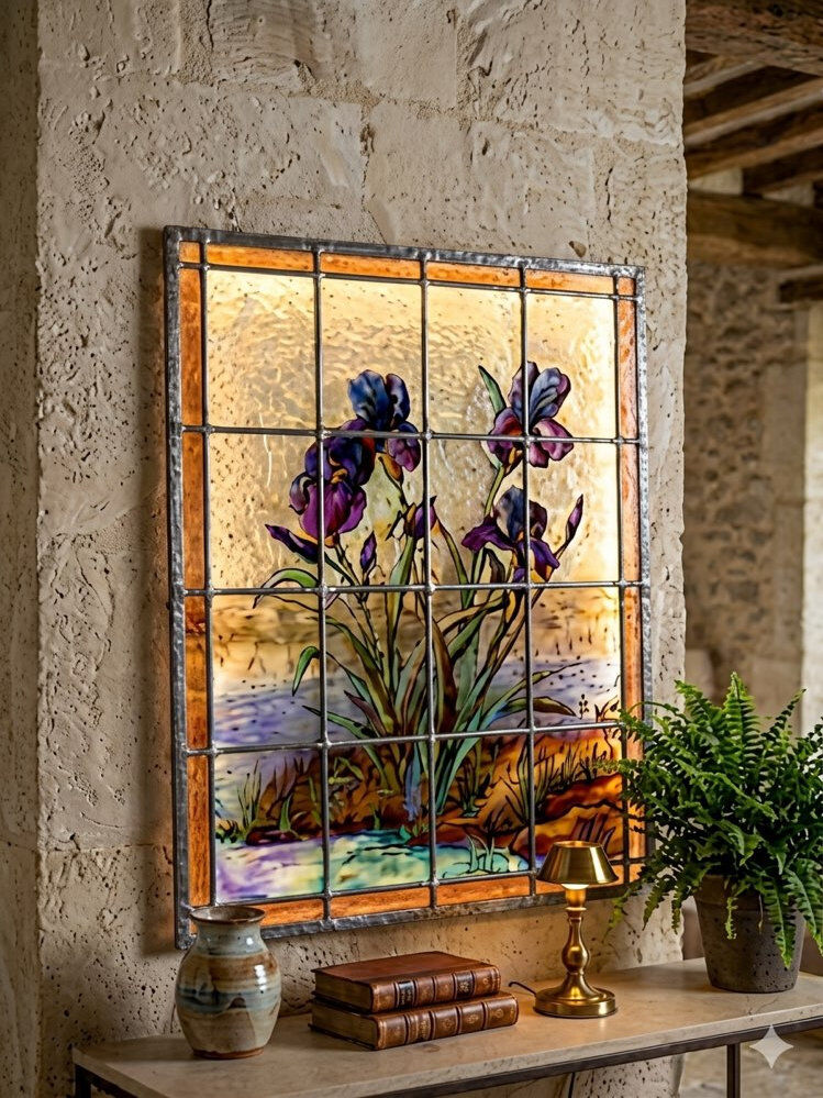 Vitrail de Chartres « végétation aux iris »