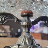 Cut glass bowl on a metal stand / compote dish
