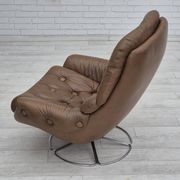 1970s, Scandinavian swivel chair, original condition, brown furniture leather.