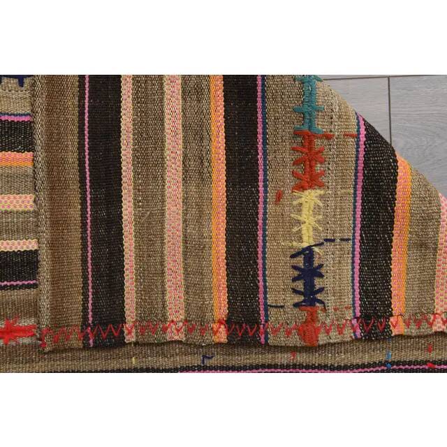 1970s Vintage Turkish Oushak Handmade Wool Cotton Tan Area Rug 145x238